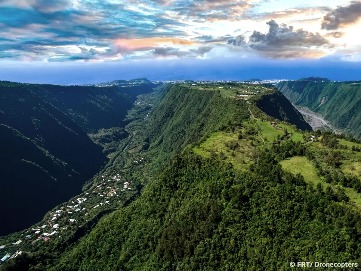 Les collines verdoyantes et les champs de Grand Coude